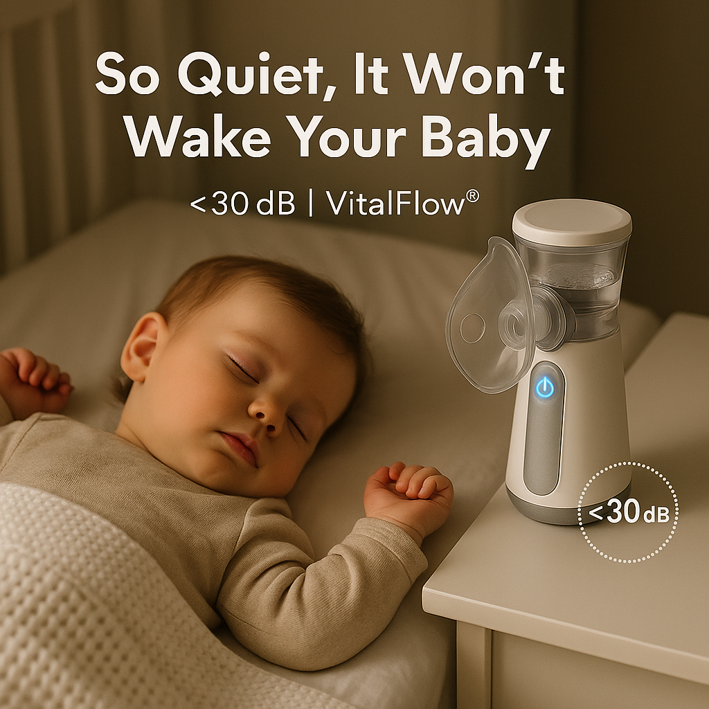 VitalFlow Portable Nebulizer – Respiratory RSV & Cough Relief (for Infants & Adults)